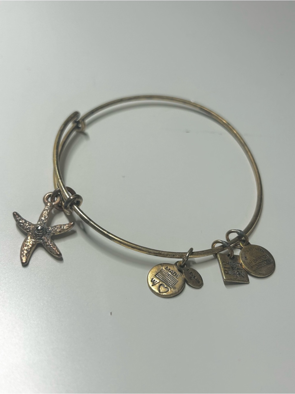 Alex and Ani Starfish Charm Expandable Bracelet Gold Tone Coastal Beachy